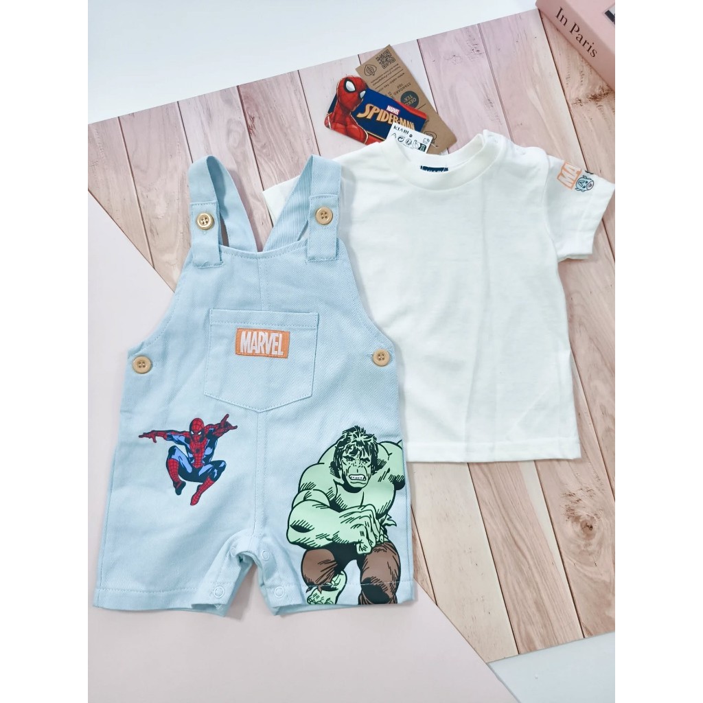 Kiabi เสื้อยืด - เอี๊ยม สียีนส์ฟ้าอ่อน Marvel