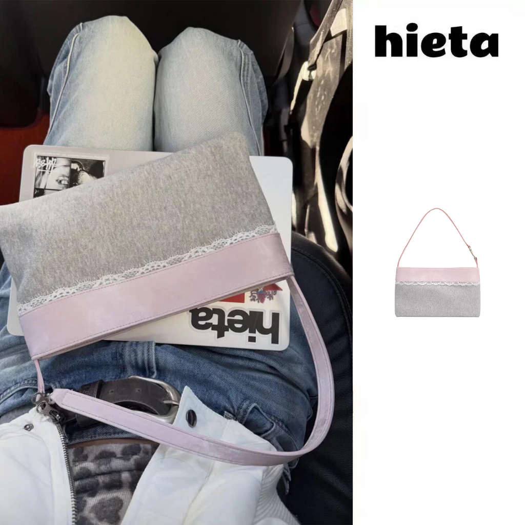 『 Bags🇰🇷 』Hieta Iris กระเป๋าถือลูกไม้ทูโทน น้ำหนักเบา ลำลอง ดีไซเนอร์ SS26 ของแท้เกาหลี