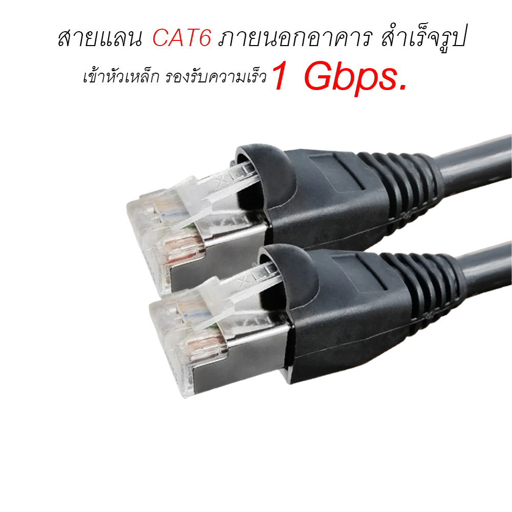 สาย แลน CAT6 ภายนอกอาคาร Lan cat6 Cable สายสำเร็จรูปพร้อมใช้งาน สายอินเตอร์เน็ต ความยาว 20-50 เมตร