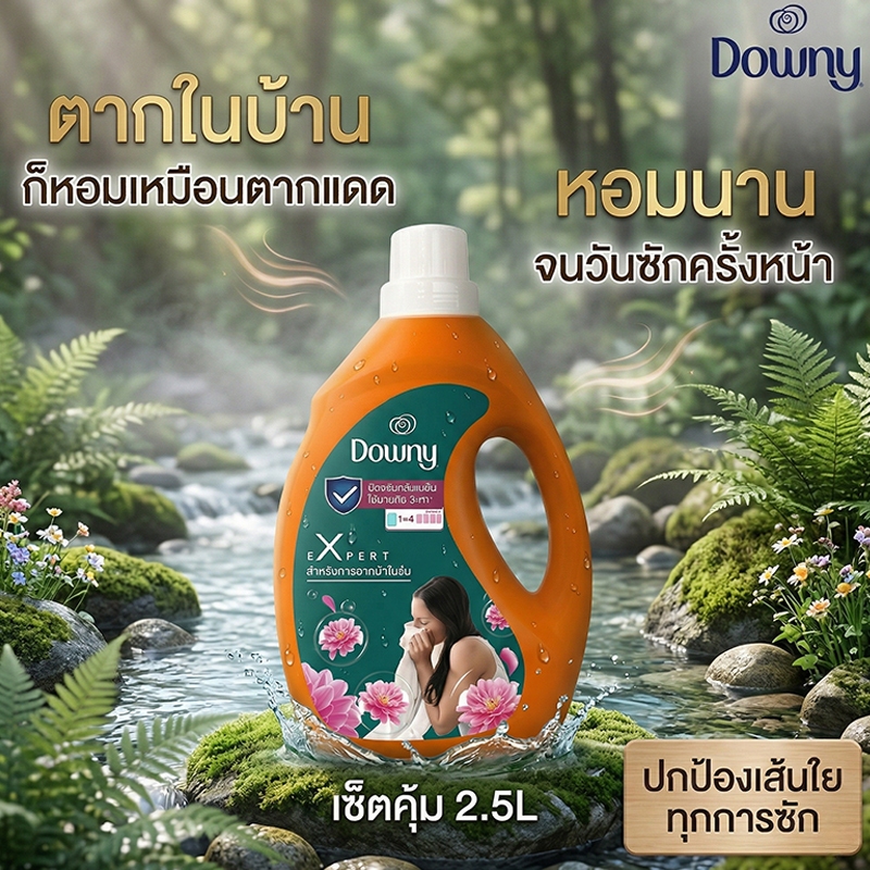น้ำยาปรับผ้านุ่ม Downy 2500ML ดาวน์นี่ Expert ปรับผ้านุ่ม ผลิตภัณฑ์ปรับผ้านุ่ม สูตรเข้มข้นพิเศษ ตากผ้าในร่ม บาร์เรล