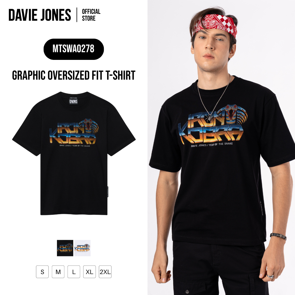 DAVIE JONES [BE FEARLESS] เสื้อยืดผู้ชาย Graphic Oversized Fit T-Shirt สีดำ ขาว WA0278