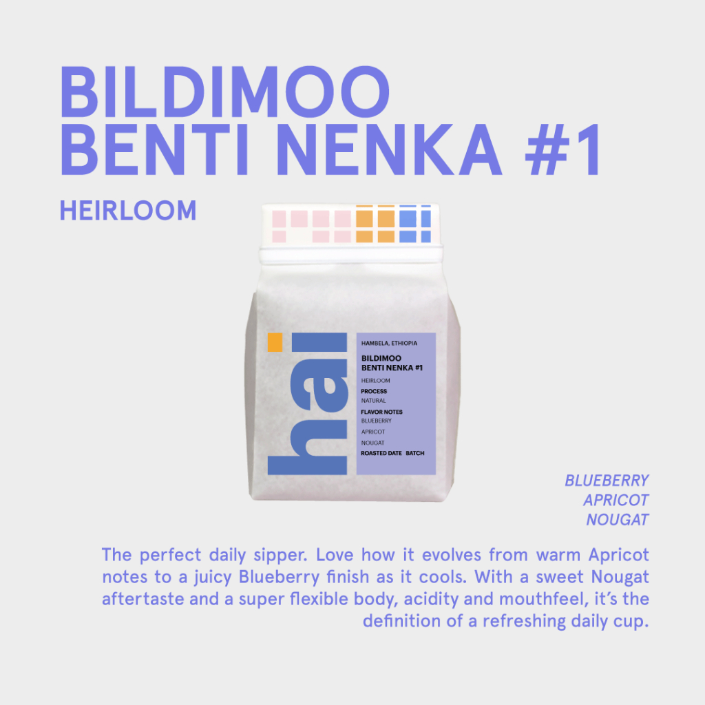 Hai single origin (กาแฟคั่วอ่อน) Bildimoo Benti Nenka #1, Ethiopia (Light roast) Natural Process