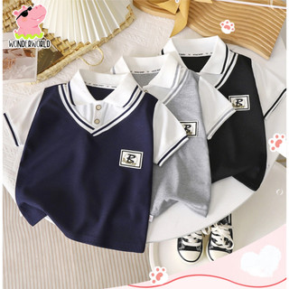 เสื้อแขนสั้นเด็ก เสื้อเซิ้ตเด็ก สไตล์เกาหลี มีสามสี ระบายอากาศ เด็ก1-14ปี