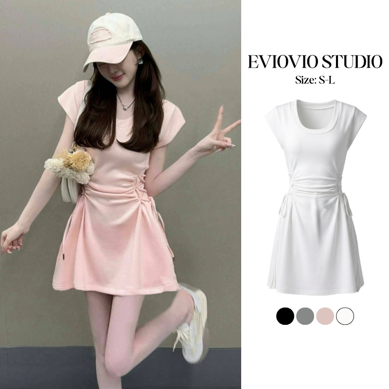 EVIOVIO【S-4X】🎀ชุดเดรส 2 ชิ้น กางเกง+เสื้อ เดรสผู้หญิง ชุดไปคาเฟ่ ชุดไปทำงาน ชุดสาวอวบ พร้อมส่งในไทยทันที⚡