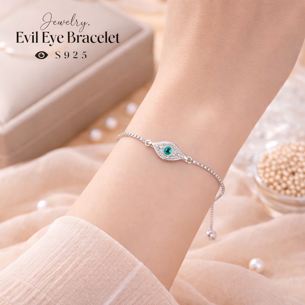 ✨ TM Jewelry สร้อยข้อมือเงินแท้ 92.5% รุ่น Evil Eye 🧿 จี้ดวงตาปีศาจ ปกป้องสิ่งไม่ดี เสริมพลังบวก สร้อยข้อมือผู้หญิง