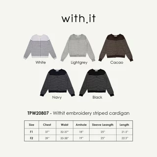 Withit embroidery striped cardigan คาร์ดิแกนคอกลมลายทาง - TPW20807