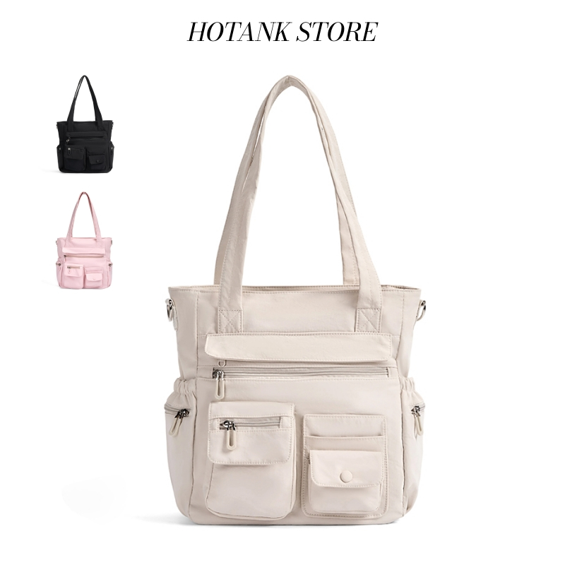 HOTANK-กระเป๋าสะพายไหล่อเนกประสงค์ กระเป๋าสะพายข้างความจุขนาดใหญ่ กระเป๋าถือ สไตล์ดีไซเนอร์
