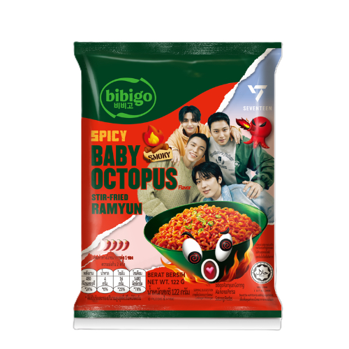 [New Item] bibigo มาม่าเกาหลี bibigo Spicy Baby Octopus มาม่าเกาหลี  รสปลาหมึกเล็กผัดเผ็ด CJ bibigo 