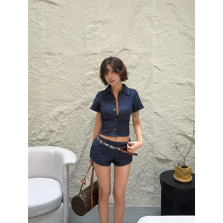 Classy short (เฉพาะกางเกง) กางเกงเอวต่ำผ้ายีนส์