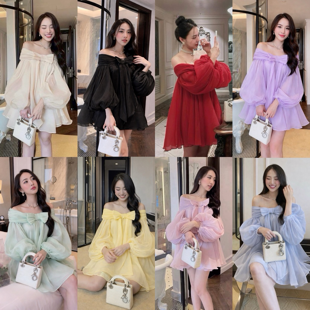 Teera❤️พร้อมส่ง✨เดรสบอลลูนสุดปัง💥งานพรีเมียม✨ผ้าแคนดี้🍬ทรงบอลลูนฟูสวย พรางหุ่น ใส่ออกงาน🦋ซับใน+ซิปหลัง ยางยืดรอบไหล่