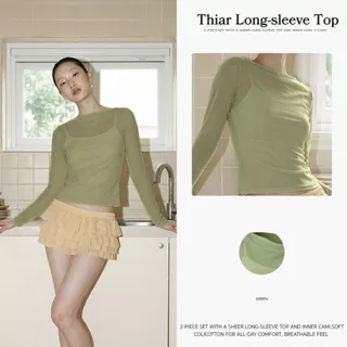 Thiar Long-sleeve Top | เสื้อ 2 ชิ้น ซีทรูแขนยาวพร้อมเสื้อสายเดี่ยวเบาสบาย ยืดตามตัว แมทช์ง่าย ซัมเมอร์ คาเฟ่ ทะเล| T192