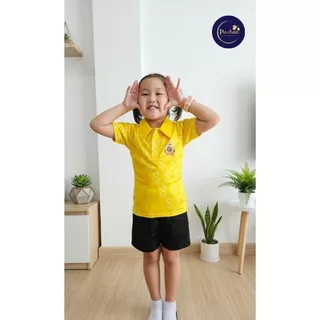 🔥ขายดีส่งไว🔥💛โปโลเด็กพิมพ์ลายตะขอ9 สีเหลือง (สกรีน) 🌟เสื้อเด็ก เสื้อกีฬา ใส่ได้ตลอดกาล ผ้านุ่ม ไม่ร้อน🔥