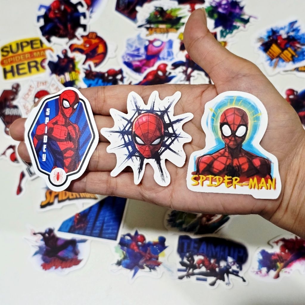 สติ๊กเกอร์ ฮีโร่ แมงมุม spider ของเล่น เด็กผู้ชาย pvc ติดแน่น กันน้ำ (50 ชิ้น)