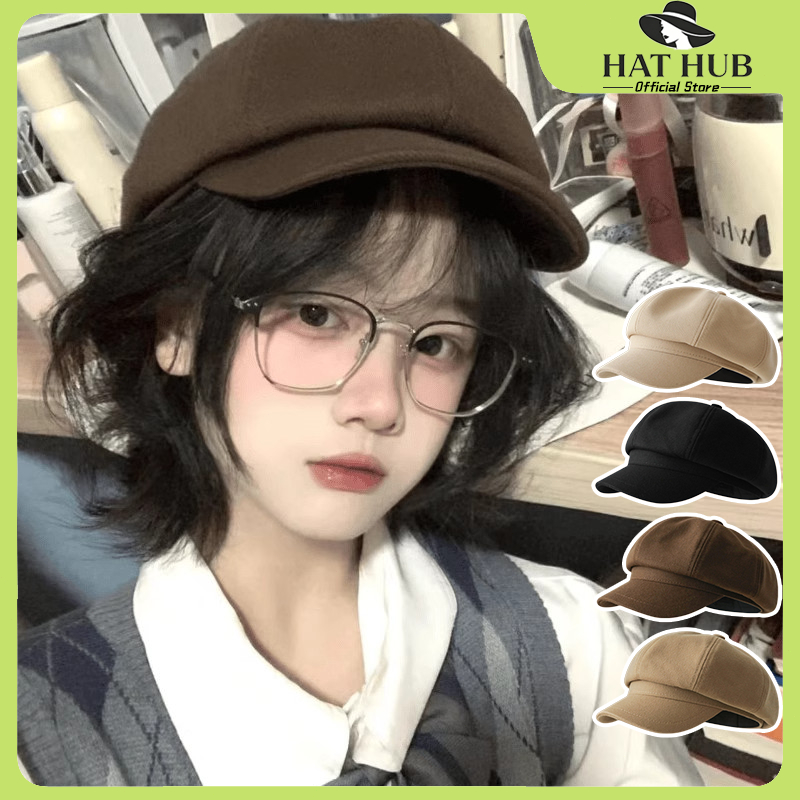 หมวกเบเร่ต์ทรงแปดเหลี่ยม สไตล์อังกฤษย้อนยุค ระดับไฮเอนด์ สำหรับฤดูใบไม้ร่วงและหนาว