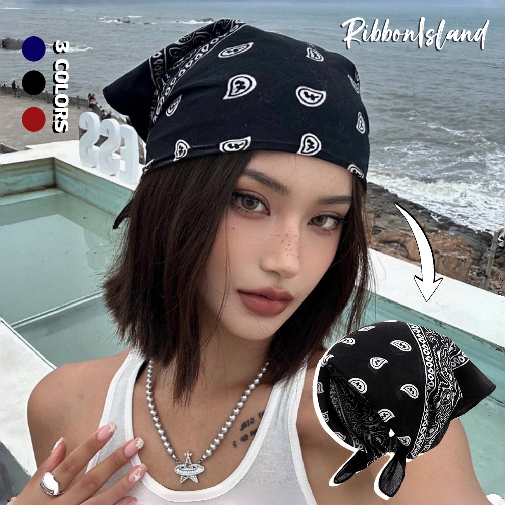 ผ้าพันคอ headband สไตล์เกาหลี ins แฟชั่น ส่งเร็ว ผ้าชีฟอง สไตล์เรโทร ฮิปฮอป สไตล์โบฮีเมียน COD