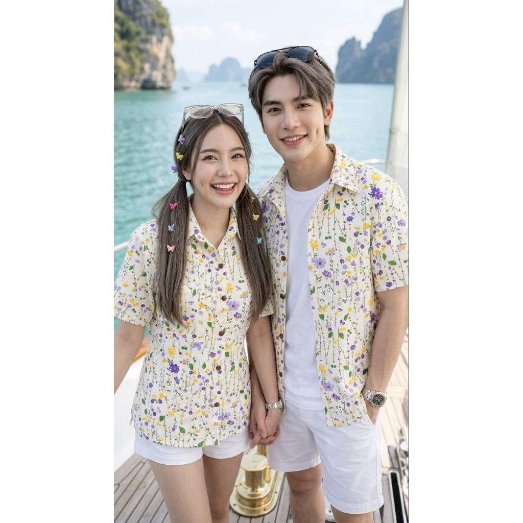 เสื้อคู่ลายดอกชาย-หญิงใส่สงกรานต์. ราคา ถูกที่สุด ดีลบีเคเค แกลเลอรีภาพที่ 8