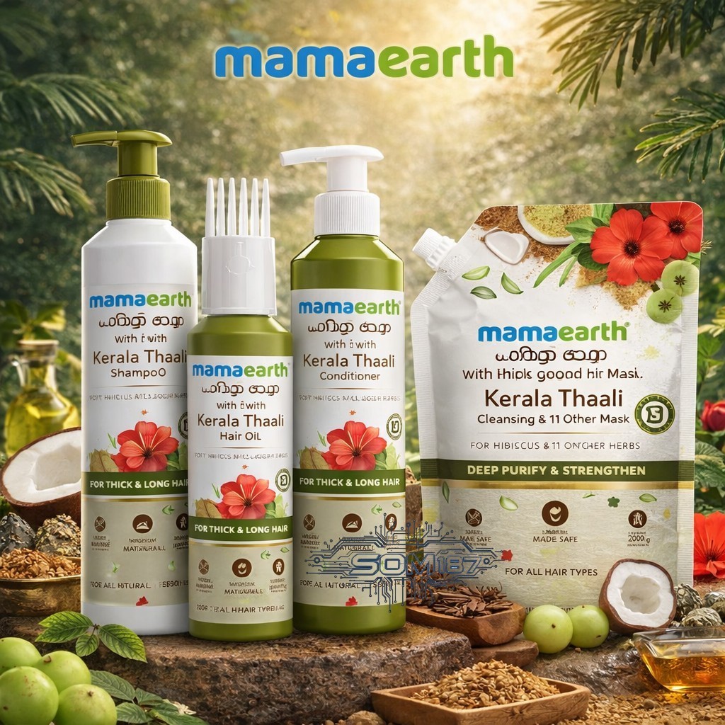Mamaearth Kerala Thaali Hair Care Kit คุณค่าของสมุนไพร 12 ชนิด ทำให้ผมหนาและยาว