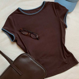 เสื้อยืดคอกลมแขนสั้น ผ้ายืด ทรงสวย