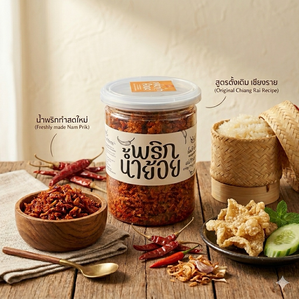 น้ำพริกน้ำย้อยหนังไก่ทอด 200 กรัม