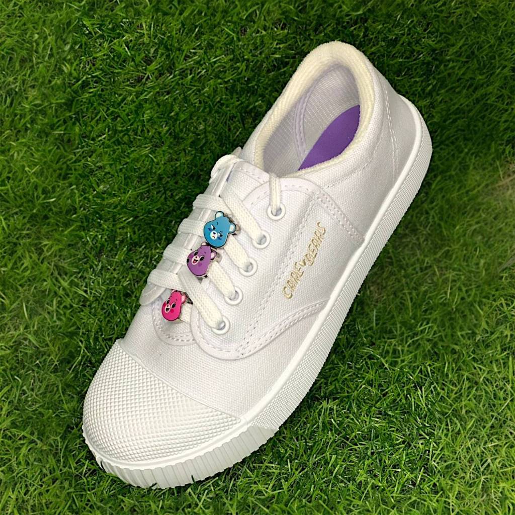 Nfshoes Chappy รองเท้าผ้าใบสีขาว ผู้หญิง แคร์แบร์ รุ่น CB001/CB008 ไซส์ 33-40 พื้นสีม่วง/ชมพู รองเท้าคุณภาพสากลW/H รูปที่ 6