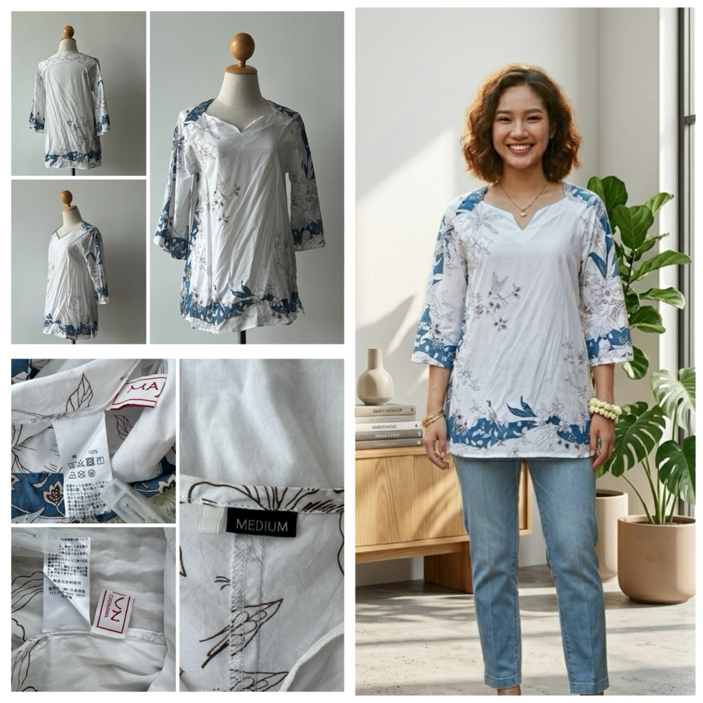 Pre-owned Majun Okinawa Shirt Size 36" Stains KXLC704