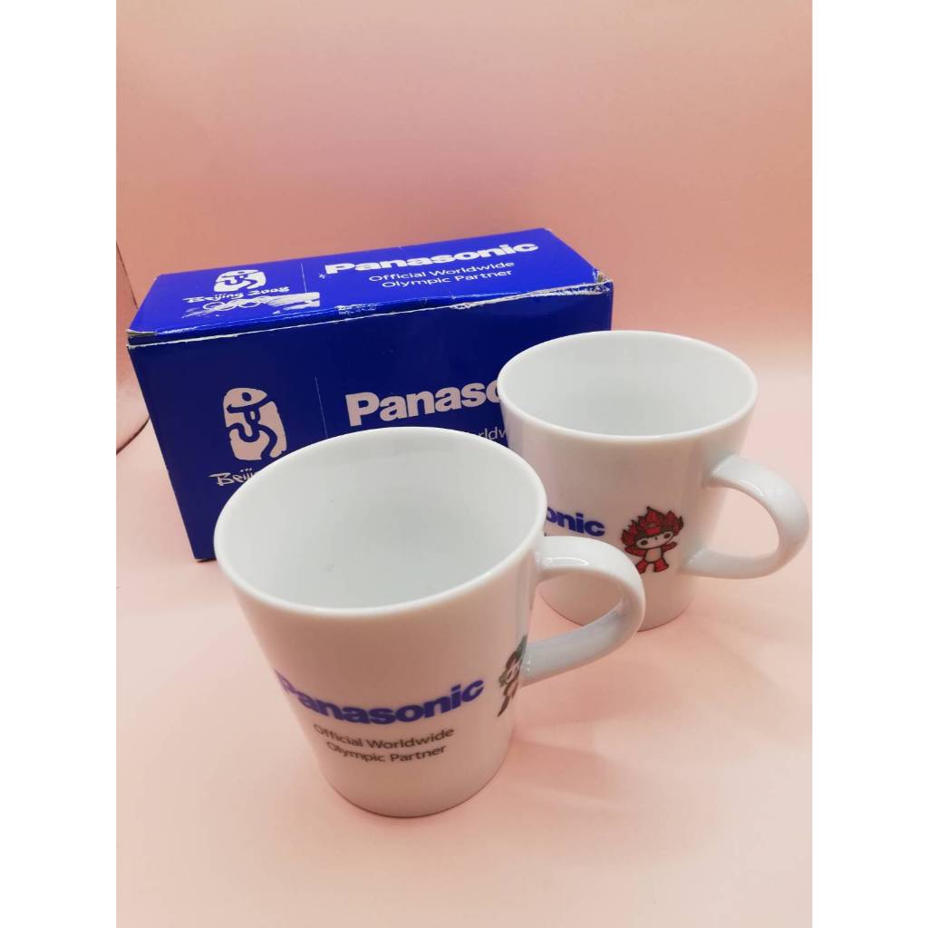 🏆 แก้วเซรามิค Panasonic Beijing 2008 Olympics (2 ใบ) ของแท้ Limited ของสะสมโอลิมปิก  แก้วเซรามิคแท้จ