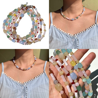 Piing me Necklace | สร้อยคอลูกปัดลายหินเทียมคละรูปทรงต่างๆ