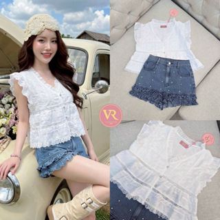 VR Signature Set เสื้อทรง oversize​ แขนกุดคอวี