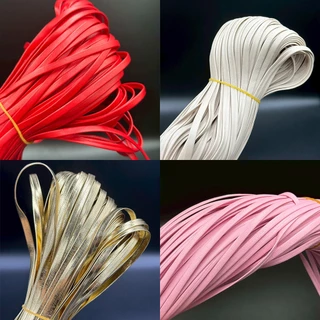 [ขายเป็นเมตร] เชือก สายหนังเทียม เส้นแบน แบบนิ่ม คุณภาพดี สีน้ำตาล สีดำ อุปกรณ์งานหนัง DIY