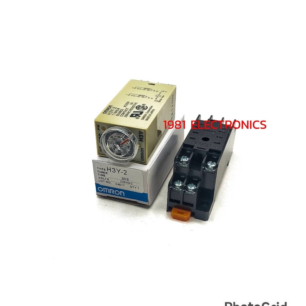1ชุดพร้อมฐาน H3Y-2 TIMER 24VDC 110VAC 220VAC 3S 5S 10S 30S 60S 5M 10M 30M ทามเมอร์แบบอนาล็อค 2คอนแทค