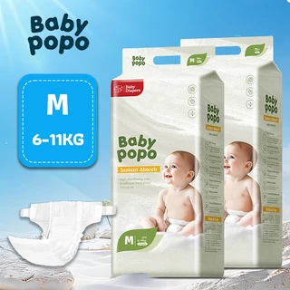 [ซื้อ 1 แถม 1] BABYPOPO 50ชิ้น ผ้าอ้อมเด็ก กางเกง กางเกง นุ่ม บางเบา แบบเทป BABY DIAPER PANTS M/L/XL/XXL