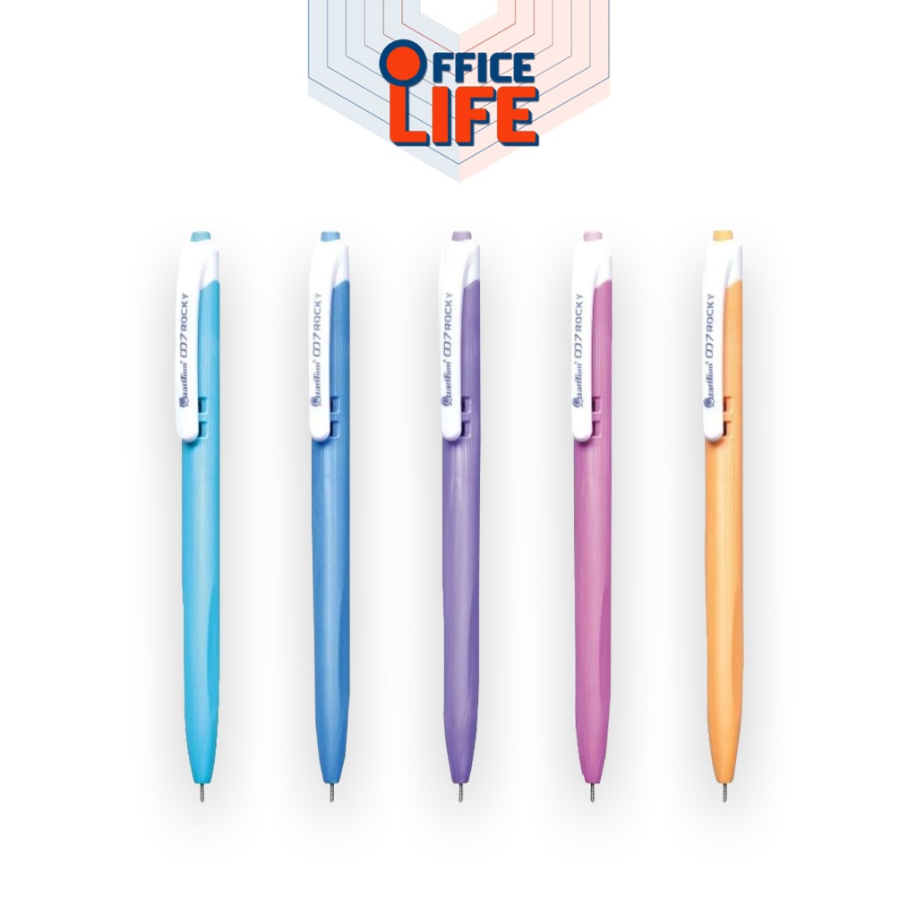 Quantum (ควอนตัม) ปากกาลูกลื่น รุ่น 007 Rocky ขนาด 0.7 mm. หมึกน้ำเงิน ( 1 ด้าม / คละสี )