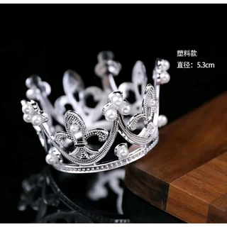 มงกุฎ ประดับไข่มุกคริสตัล สำหรับ ตกแต่งเค้กวันเกิด งานแต่ง ช่อดอกไม้