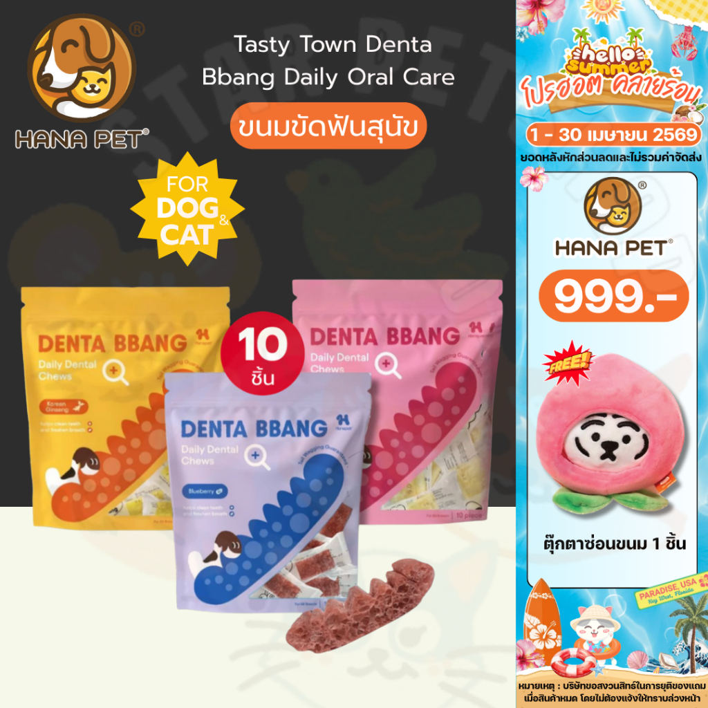 Hana Pet ขนมขัดฟันสุนัข Tasty Town Denta Bbang Daily Oral Care เทสตี้ทาวน์ เดนต้าปัง ทุกวันวันละชิ้น