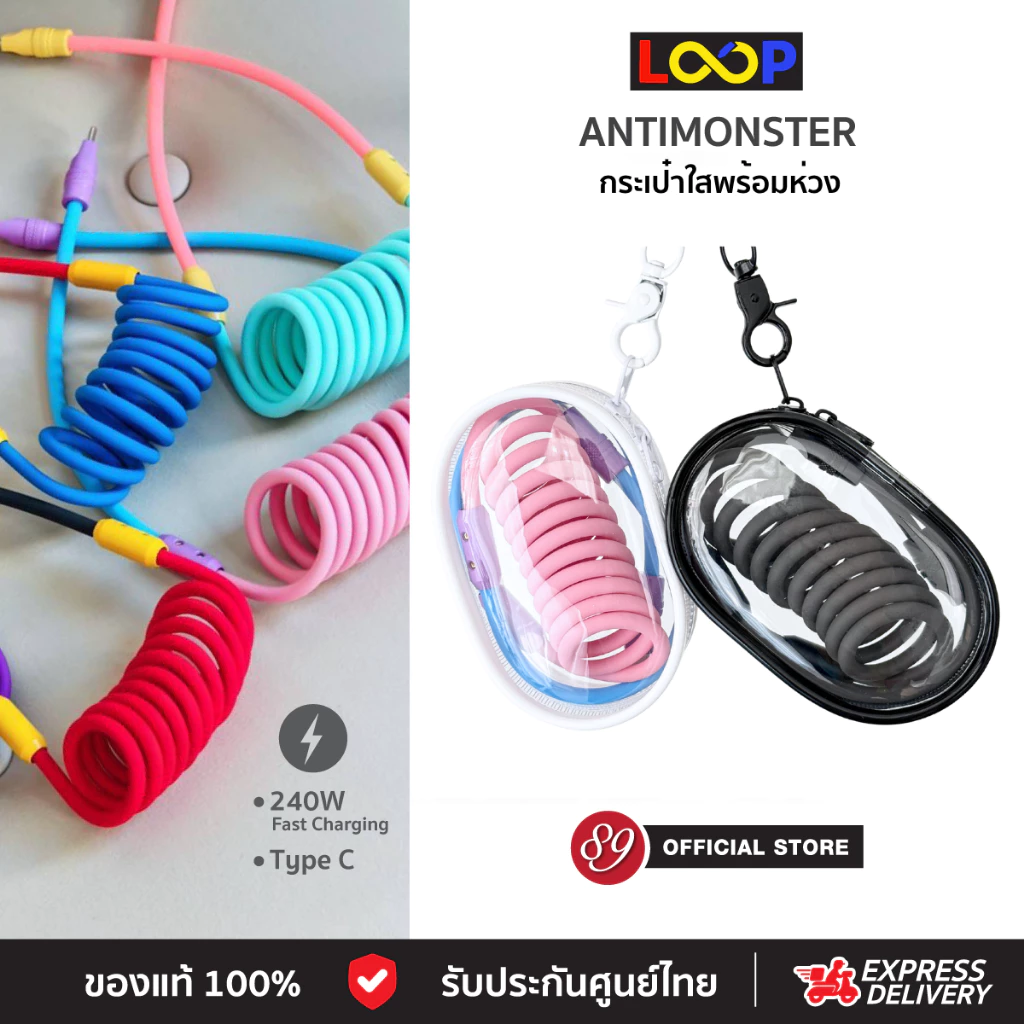 🇹🇭กระเป๋าใสจิ๋ว PVC พร้อมห่วงพวงกุญแจ Mini Clear Pouch สำหรับสายชาร์จ Antimonster Loop