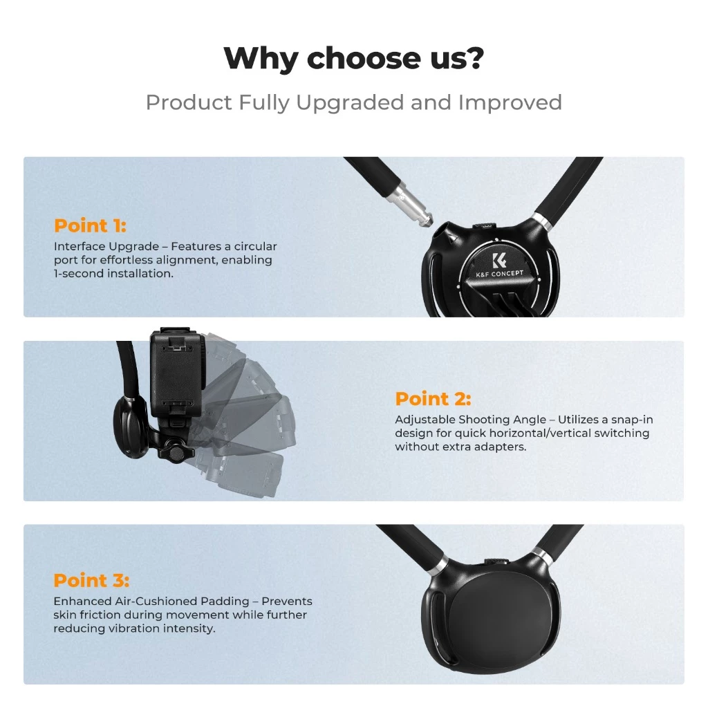K&F CONCEPT Neck Mount สายคล้องคอ สำหรับถ่ายภาพ POV สำหรับGOPRO/DJI Action 6/5Pro/4/ Insta360 thumbnail 3