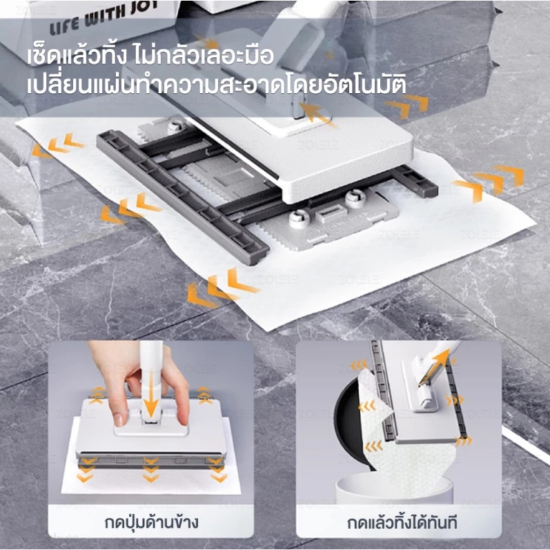 ZOLELE ไม้ม็อบดันฝุ่น Mini Dust Mop รุ่น DM02 หมุน360° รูปที่ 5