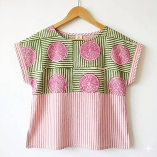 เสื้อคอปาด ทรงแขนปีกค้างคาวสั้น ไซส์40