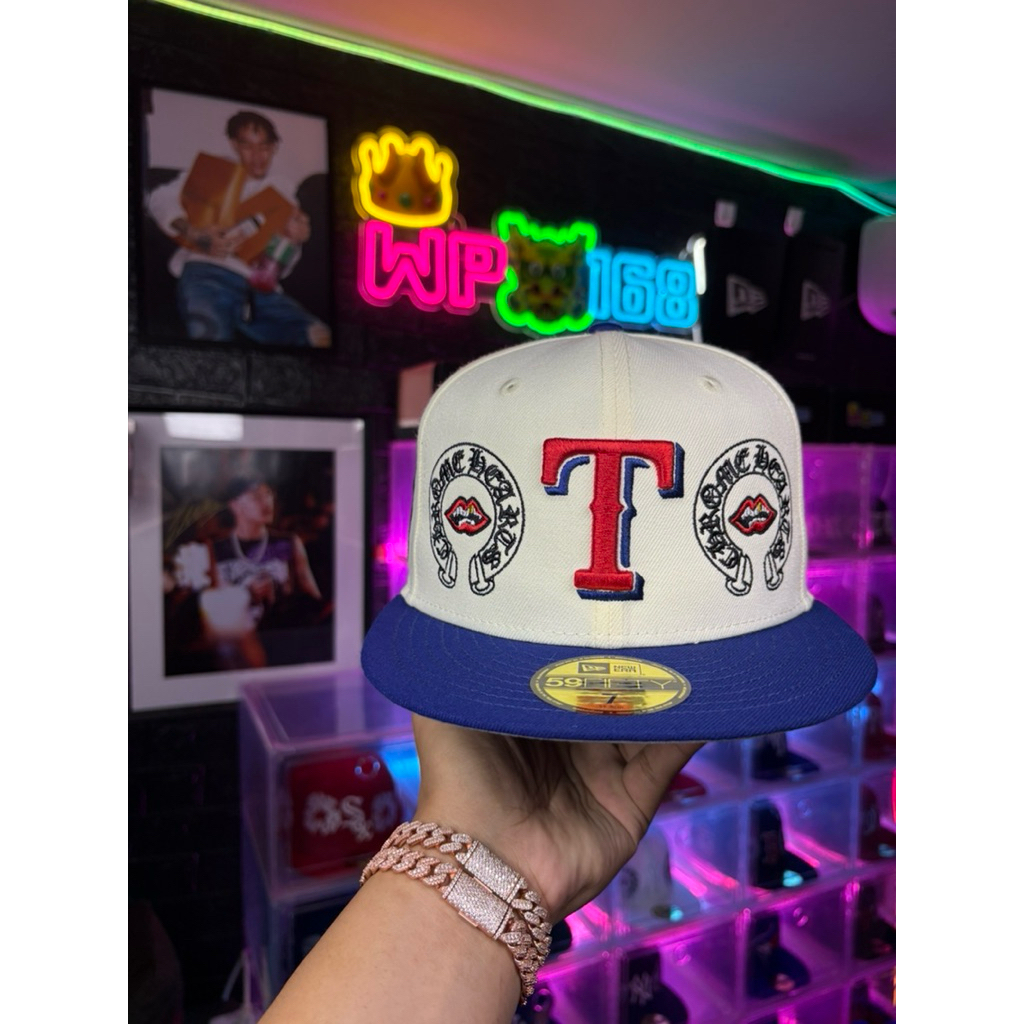 NewEra Texas Rangers 59FIFTY Cap Custom Chrome Hearts X Rolling Stone By WP168Cap Size7 (55.8 cm.)☦️