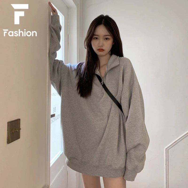 🔥【ส่งไวจากไทย】เสื้อสเวตเตอร์แขนยาว เรียบๆ สไตล์เกาหลี 🇰🇷 ทรงโอเวอร์ไซส์ฟรีไซส์ ใส่สบายมาก ราคาถูก
