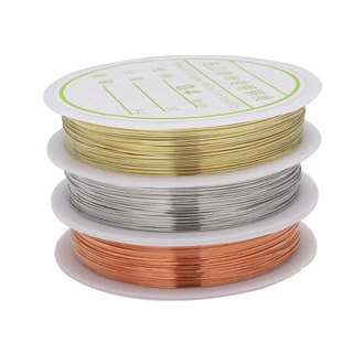 1ม้วน ลวดทองแดง (0.2-1mm) ลวดดัด เครื่องประดับ สำหรับงาน DIY ทำสร้อยคอ สร้อยข้อมือ สีทอง/สีโรเดียม/สีทองแดง