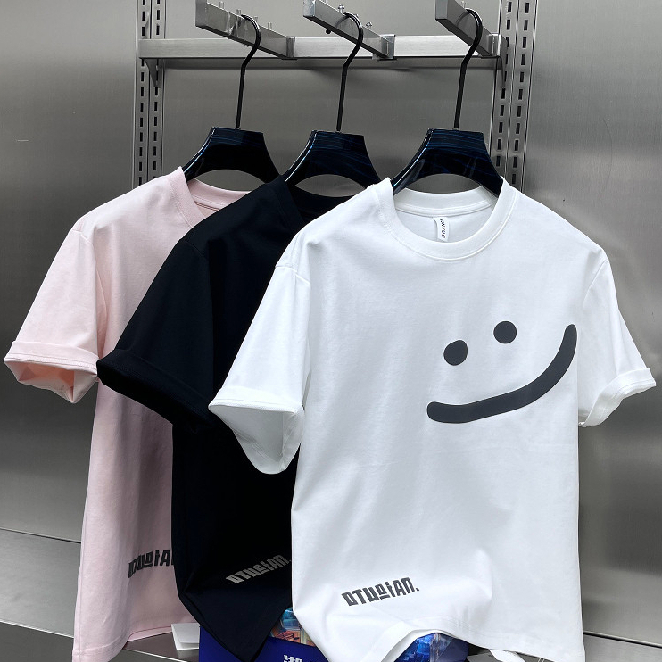 🌷ChillTee🌷เสื้อยืด oversize ผ้าCotton เสื้อยืดคอกลมแฟชั่น เสื้อแฟชั่น 'Smiling face'  สบายและนุ่ม ฤดูร้อน【COD】