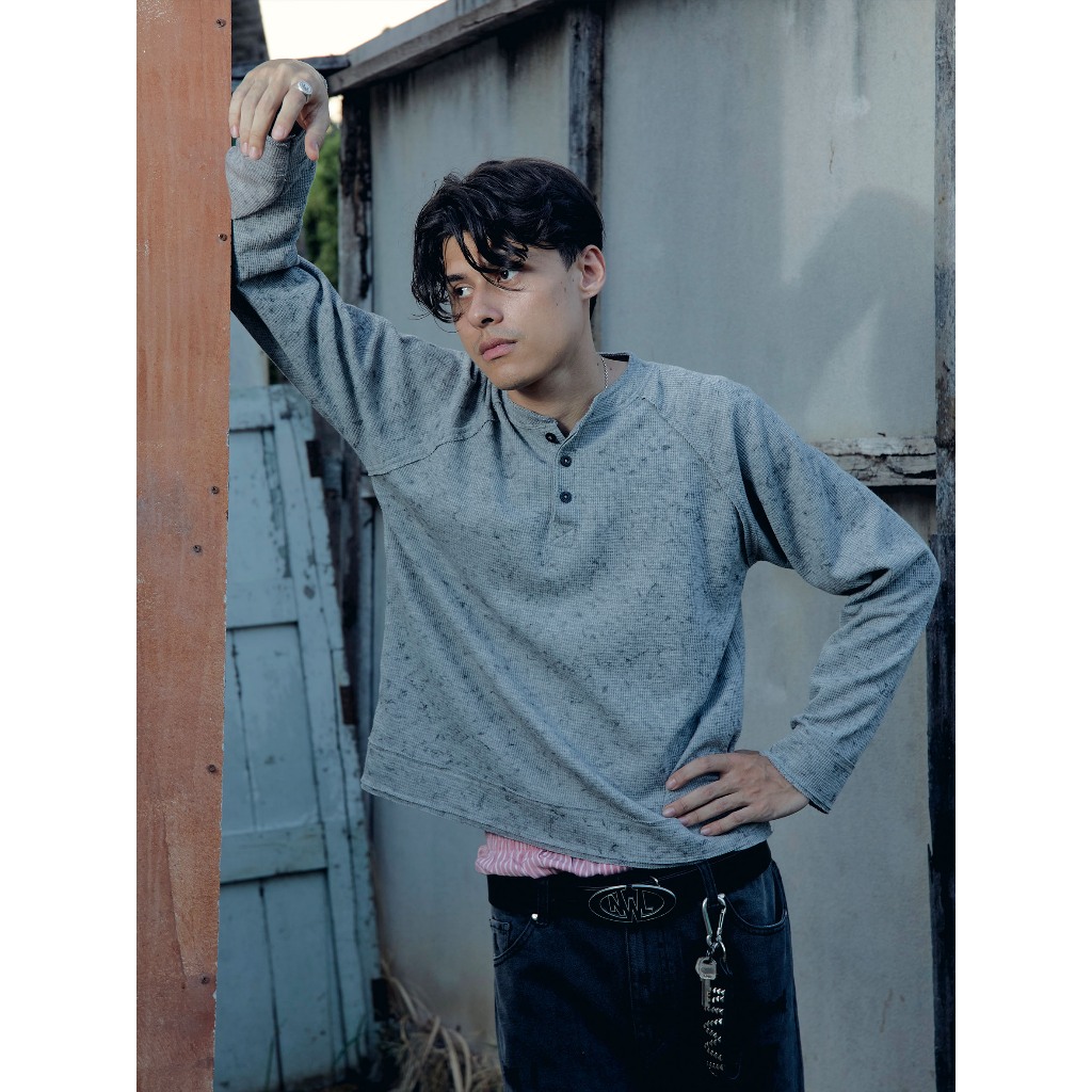 Henley Shirt long Sleeve Waffle / เสื้อเฮนรี่ แขนยาว ผ้าวาฟเฟิล คอกระดุม ราคา ถูกที่สุด ดีลบีเคเค แกลเลอรีภาพที่ 8