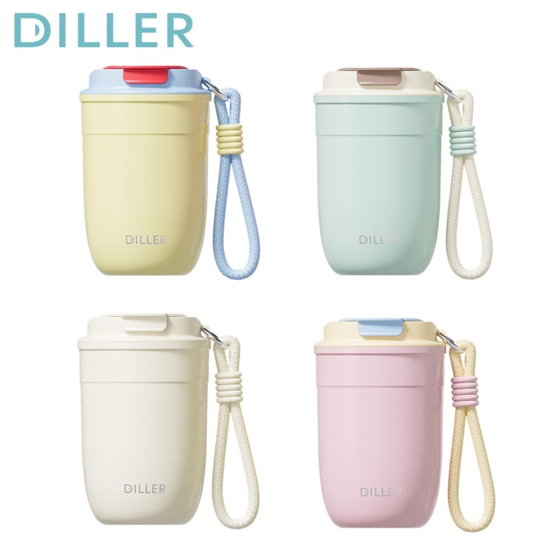 NEW Arrival ส่งจากไทย Diller Thermo Flask 400ml. กระติกเก็บความร้อนและเย็น ฝาหมุนยกดื่ม สแตนเลส2ชั้นเก็บเย็น24ชม-D9506
