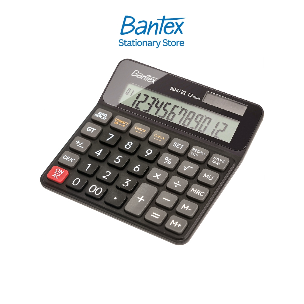 Bantex เครื่องคิดเลข หน้าจอดิจิทัล 12หลัก ย้อน 240ฟังก์ชัน พลังงาน 2ระบบ มีปุ่มคิดภาษี Calculator