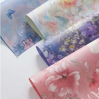 🌷🌷BAG🌷🌷 10แผ่น/แพ็ค กระดาษห่อช่อดอกไม้ แบบช่อ ช่อใหญ่ กระดาษห่อของขวัญ ลายดอกไม้ สีพลาสเทล ตกแต่ง ตัดแต่งดอกไม้