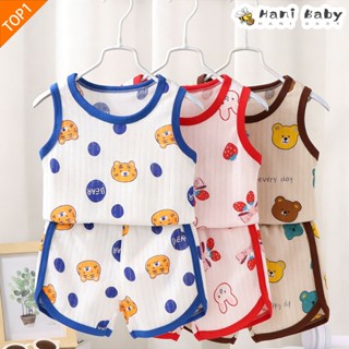 ชุดเซ็ตสองชิ้นเด็ก เสื้อกล้าม+กางเกงขาสั้น พิมพ์ลายการ์ตูนน่…