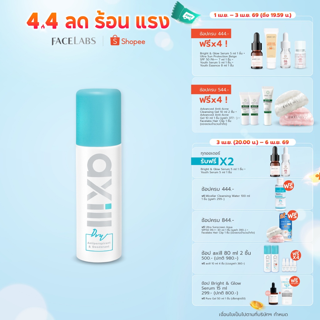 [ขายดี] สเปรย์ระงับกลิ่นกาย axill DRY ANTIPERSPIRANT & DEODORANT SPRAY 80 ml แห้งไว ไม่มีน้ำหอม อ่อน