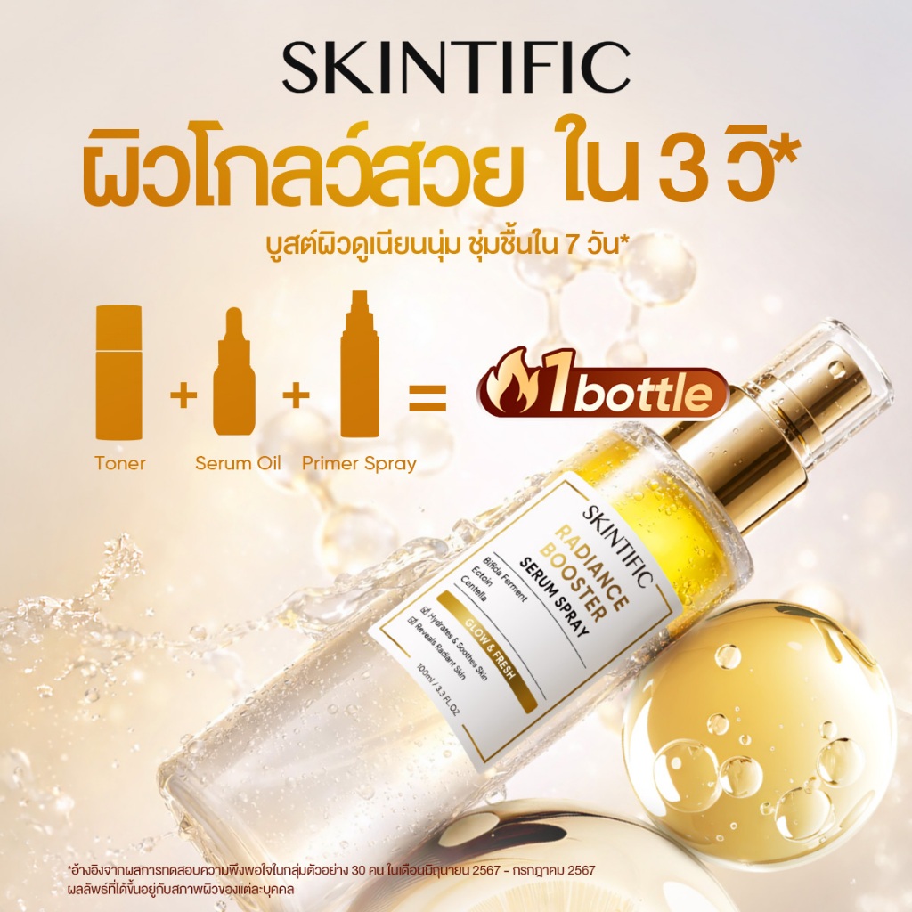 SKINTIFIC Radiance Booster Serum Spray 3-IN-1 100ml/50ml ช่วยให้ผิวเปล่งปลั่ง สุขภาพดี และกระจ่างใสตลอดทั้งวัน