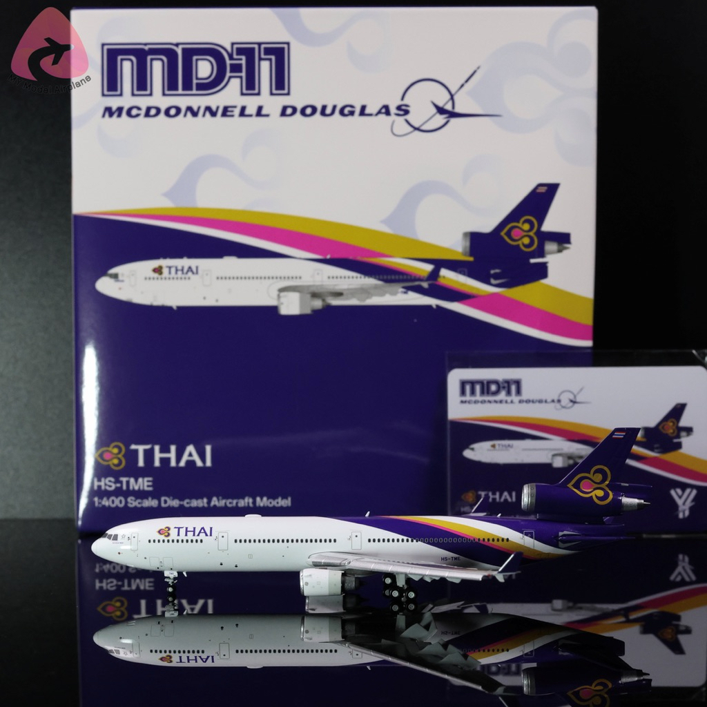 โมเดลเครื่องบิน Thai Airway MD-11 Mcdonnell Douglas HS-TME Flaps Down [YY1112F] YY Wings 1:400 [พร้อ